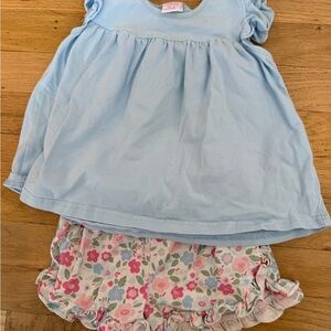 Sweetheart Blue Top & Floral Shorts Kids Matching Set